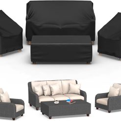 Lumi Discount Mrrihand Patio Furniture Covers, 4 Piece Outdoor Furniture Cover Waterproof includ Ourdoor Sofa Cover, 2 Chair Covers