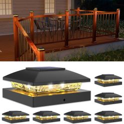 Discount 4×4 Solar Post Cap Lights, 12 Pack Black Waterproof Fence Lights – For Home Projects