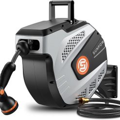 Alternative view of Discount SUNPOW Retractable Garden Hose Reel, 1/2 inch x 50ft Heavy Duty Wall Mounted Hose Reel with 3/4 inch Brass Fitting & 10