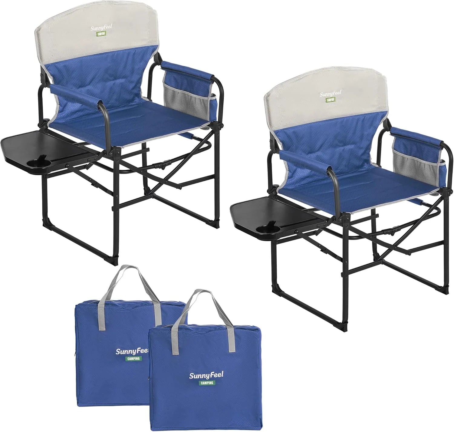 Lumi Discount SUNNYFEEL Camping Directors Chair, Heavy Duty, Oversized Portable Folding Chair with Side Table - Image 24