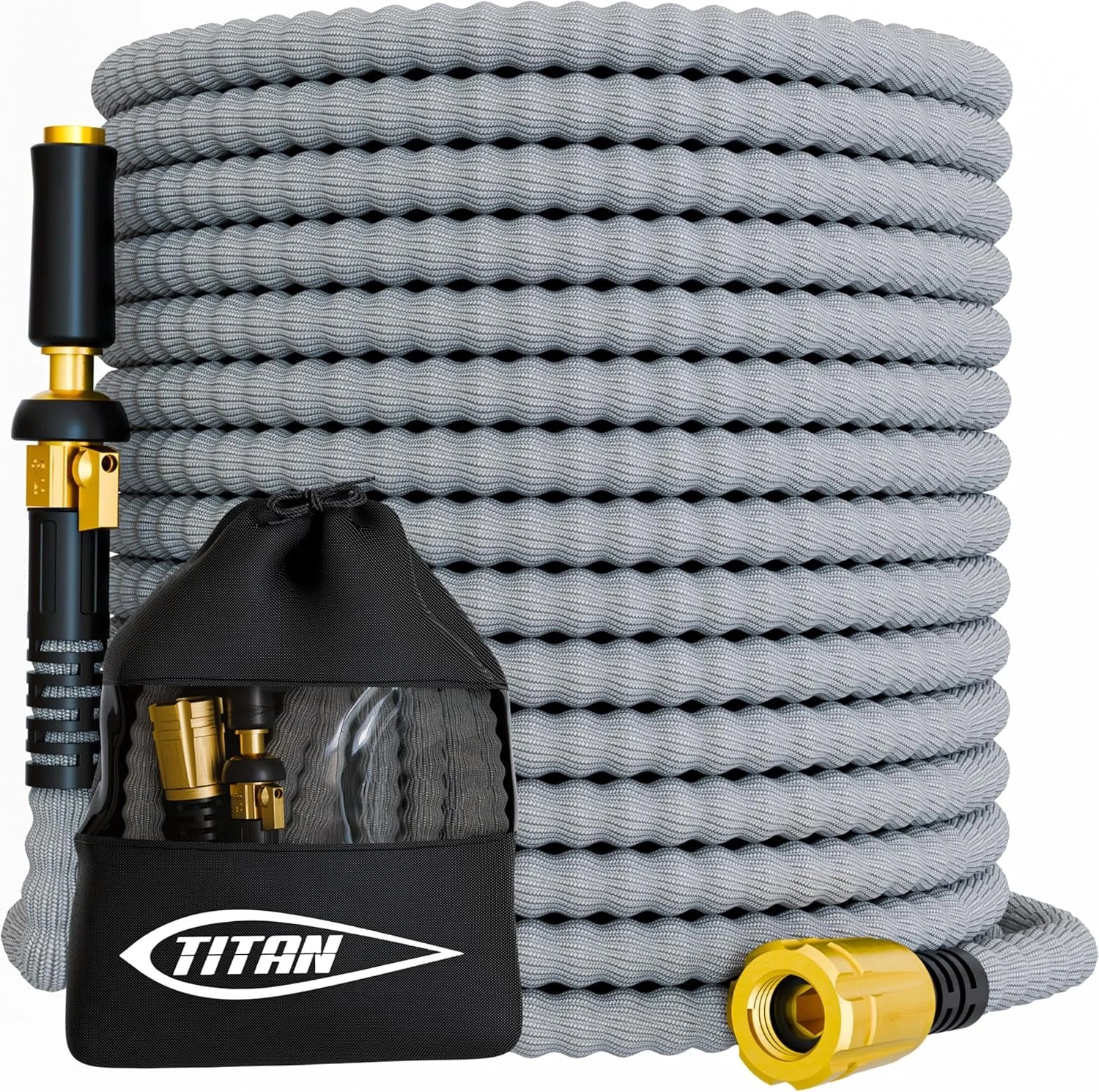 Lumi Discount Flexible Garden Hose 100FT, Ultra Lightweight, Heavy Duty Water Hose with Brass Fittings & Jet Nozzle - Image 3