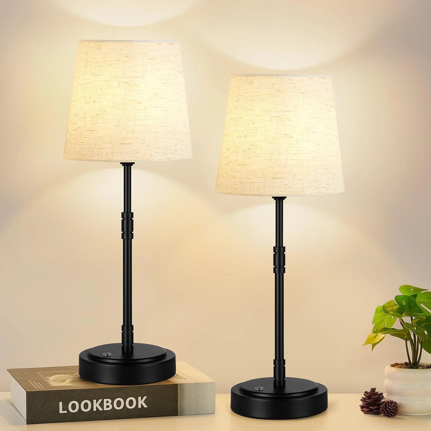 Discount Cordless Table Lamps Set of 2 ¨C Battery Operated Lamp with 7500mAh Rechargeable Battery, Dimmable, Bulb Included - Image 2