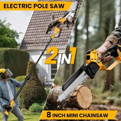 Alternative view of Lumi Discount Cordless 8 Inch Pole Saw & Mini Chainsaw For DE Walt 20V MAX Battery