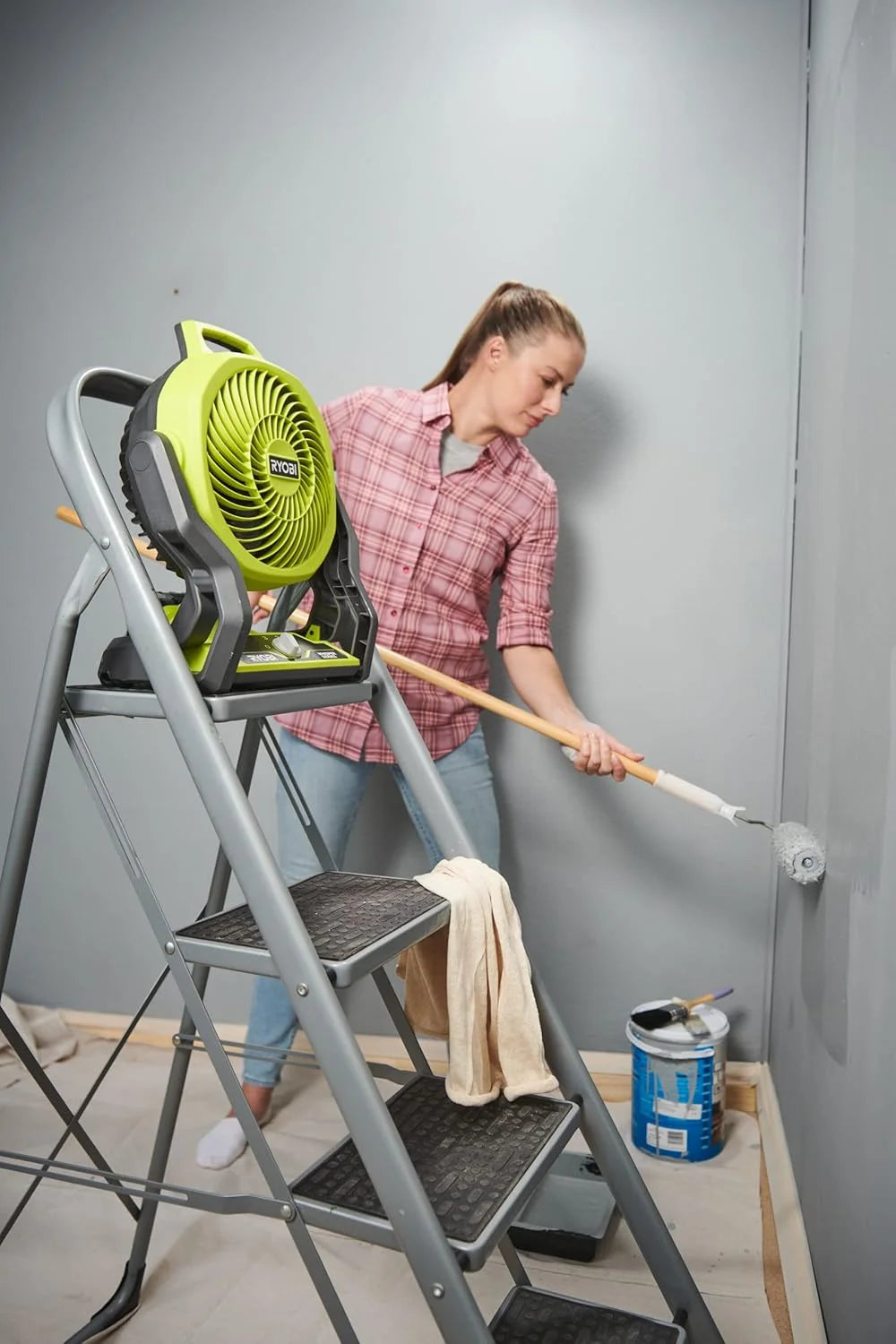 Lumi Discount RF18-0 18V ONE+ Cordless 3-Speed Whisper Fan (Bare Tool), Hyper Green, PCL811B - Image 6