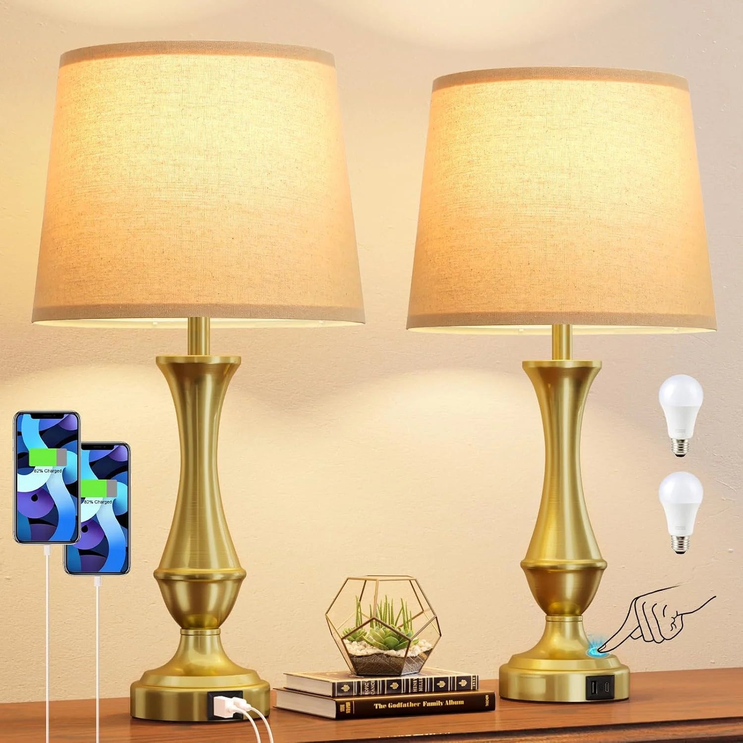 Discount Seealle Touch Lamps for Nightstand, Dimmable, Bulb Included - Image 4