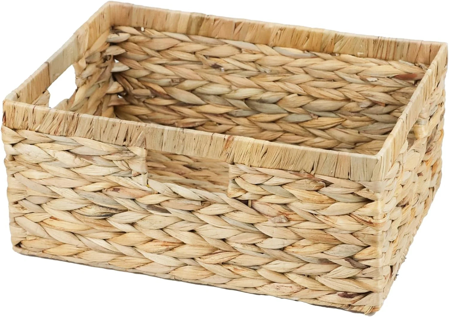 Discount Wicker Basket, Water Hyacinth Wicker Storage Organizing Basket, Rectangular Basket for Shelves, Rattan