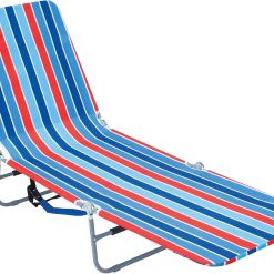 Alternative view of Lumi Discount Beach Portable Lay Flat Folding Backpack Beach Lounge Chair with Backpack Straps and Storage Pouch, Blue and Red