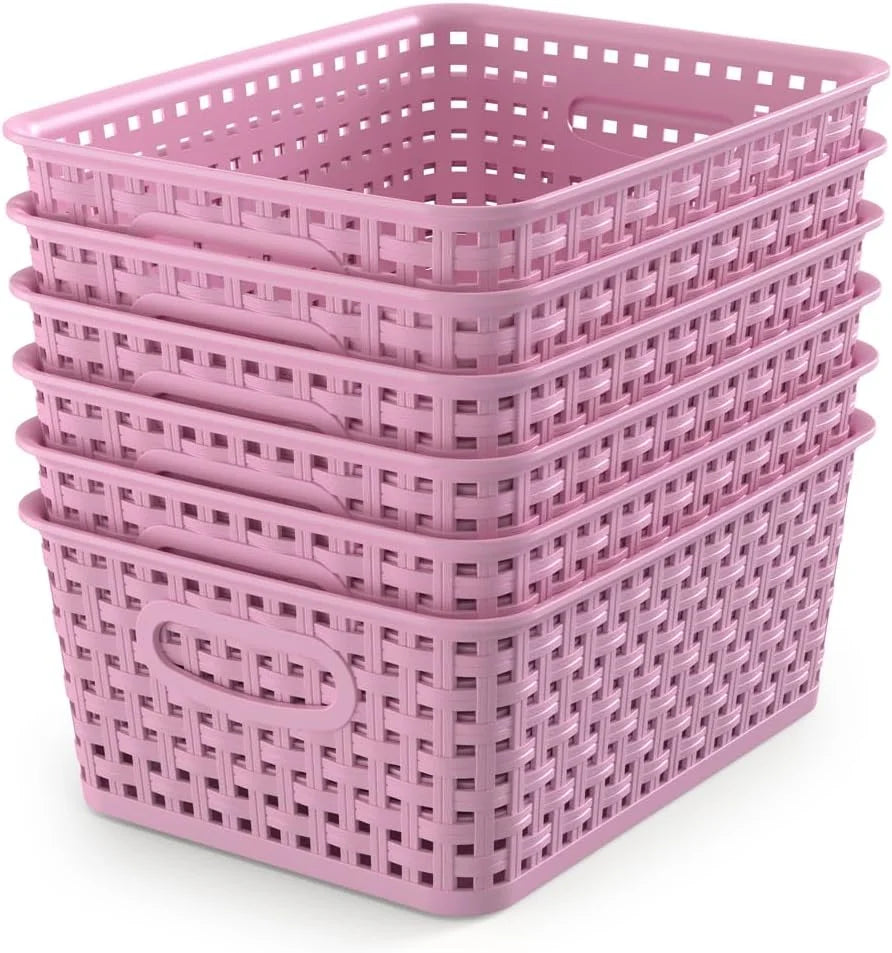 Discount Organizer Baskets, Grey 6-Pack Plastic Woven Baskets, 10.1 x 7.55 x 4.1 - Image 9
