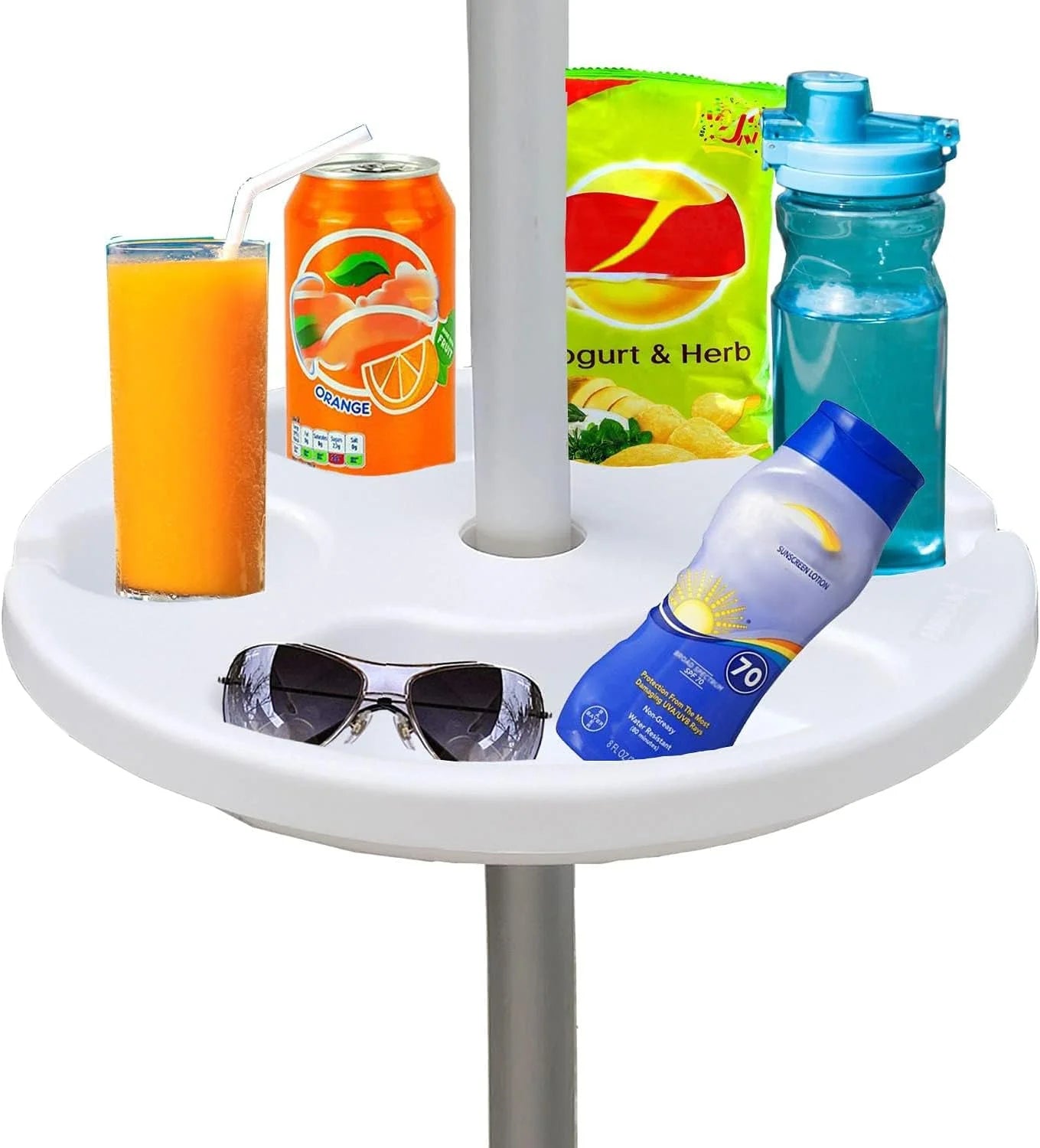 Lumi Discount AMMSUN 13 Portable Beach Umbrella Table Tray White