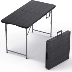 Lumi Discount Our Modern Space 8 Feet Foldable Table with Built in Handle & Steel Legs, Heavy Duty Portable