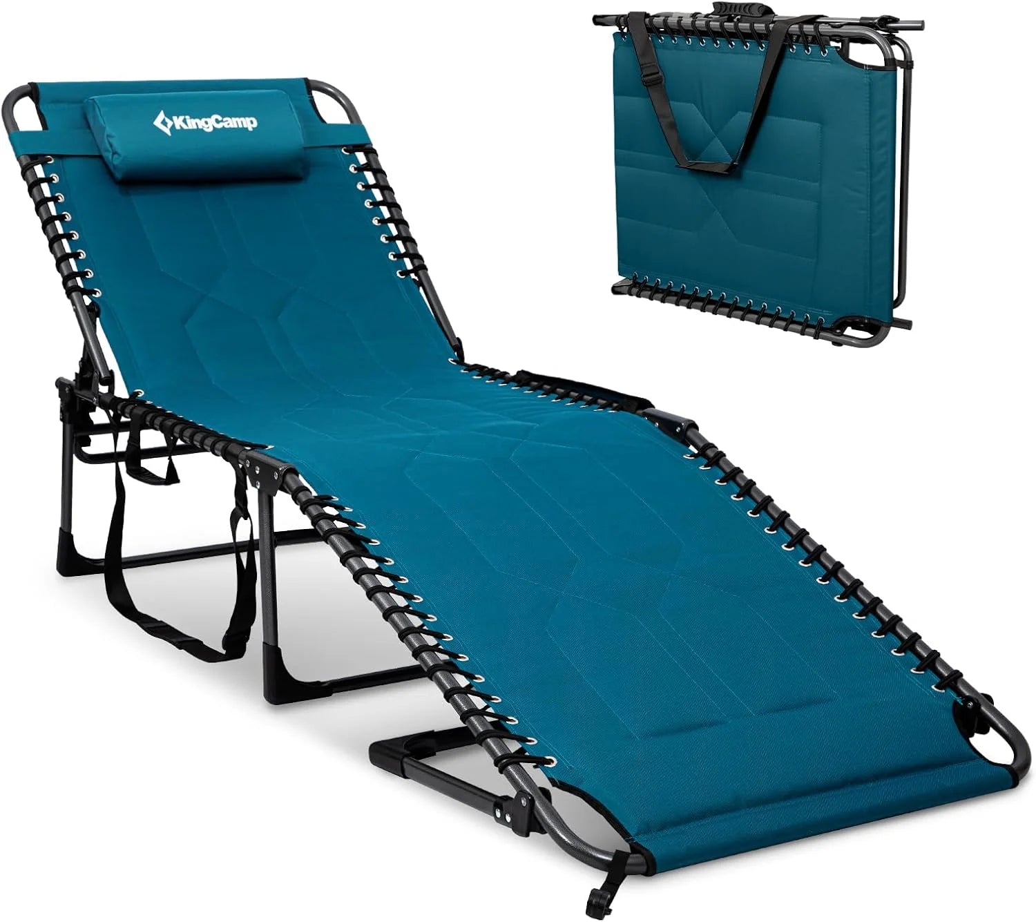 Lumi Discount Oversized Tanning Chair, Extra-Wide Padded Folding Chase Lounge Chairs Portable Adjustable 5-Position 440lbs - Image 2