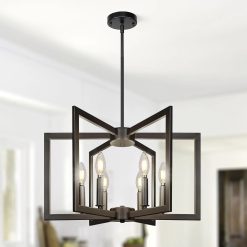 Alternative view of Discount 6-Light Modern Metal Geometric Chandelier£¬Kitchen Island Brushed Nickel Lighting Fixtures£¬Entryway Light