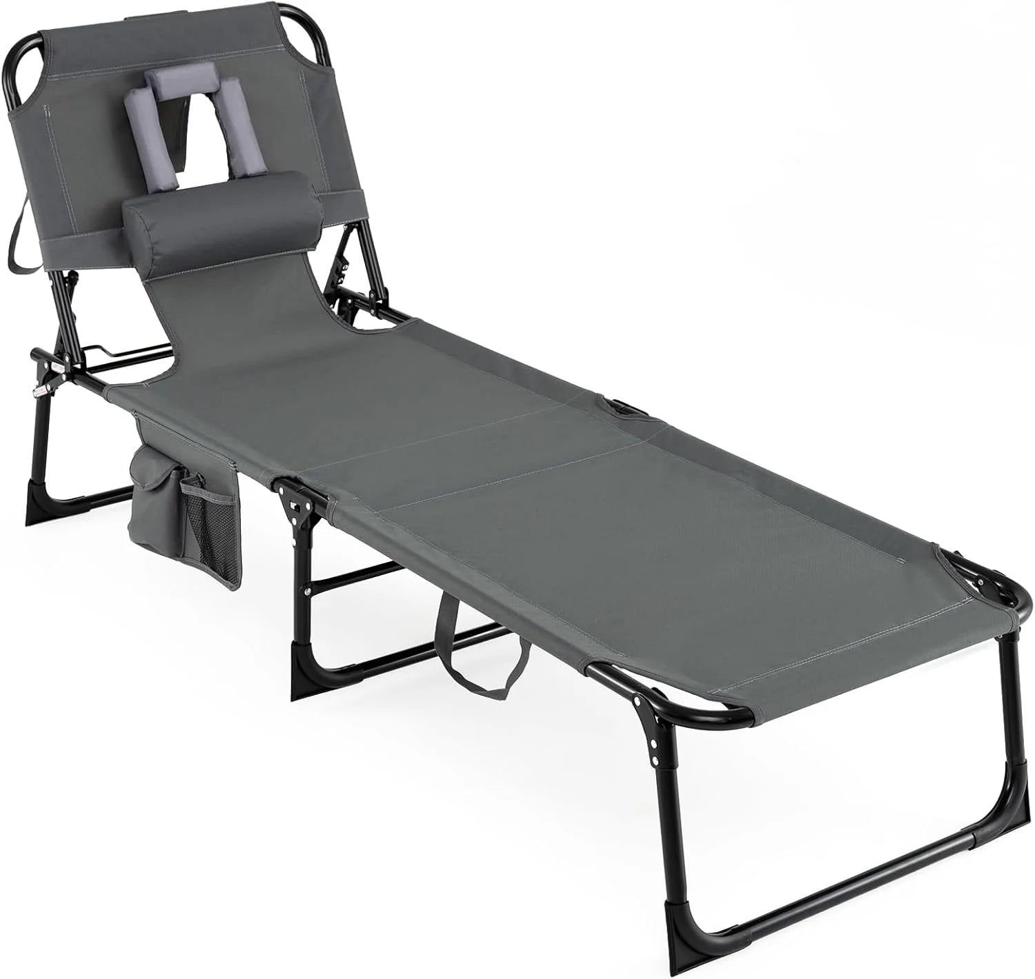 Lumi Discount Tanning Chair with Face Hole, Folding Beach Lounge Chair with 4-Position Adjustable Backrest, Camping (1 - Image 2