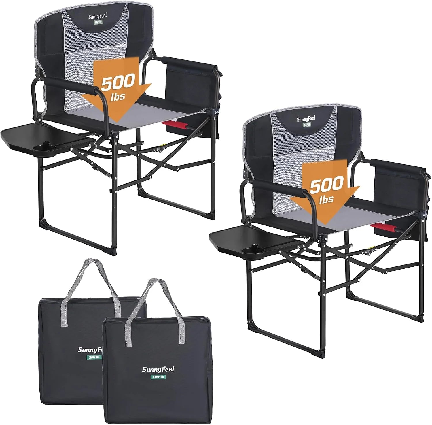 Lumi Discount SUNNYFEEL Camping Directors Chair, Heavy Duty, Oversized Portable Folding Chair with Side Table - Image 9