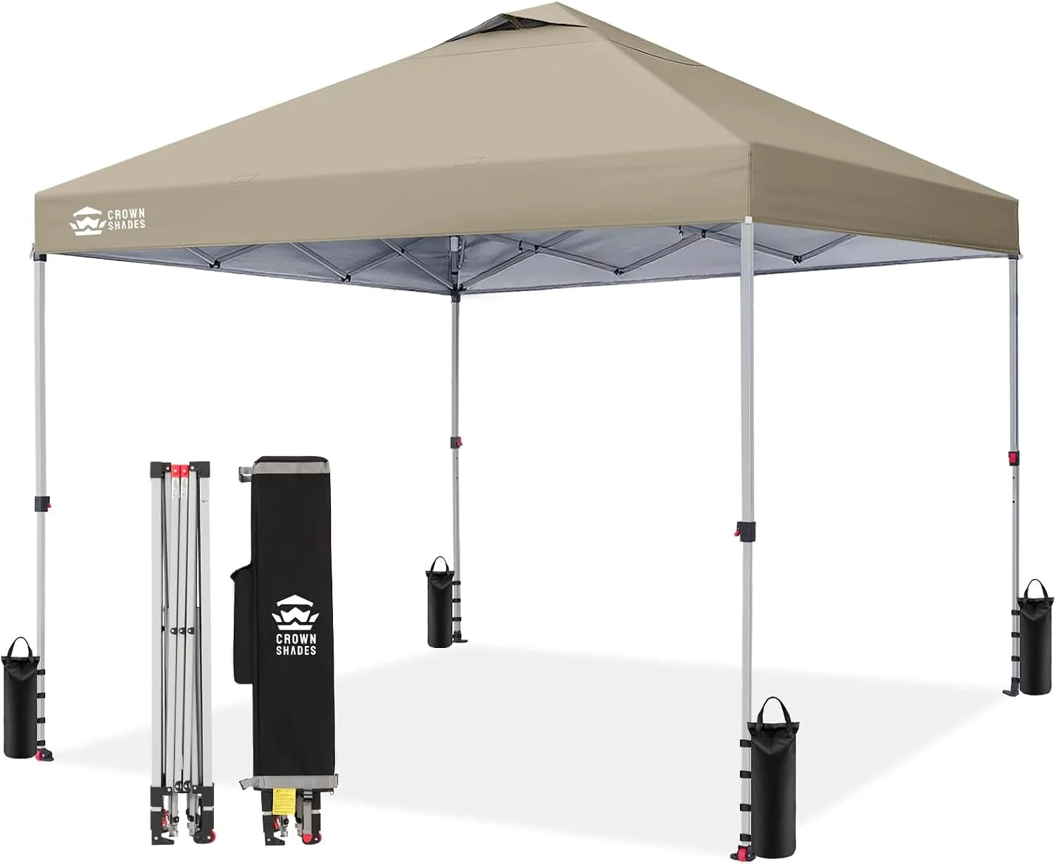 Discount CROWN SHADES 10×10 Pop Up Canopy, Patented CenterLok One Push Tent Canopy, 8 Stakes, 4 Ropes (10×10 - Image 20