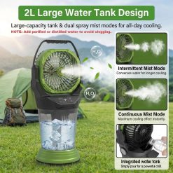 Alternative view of Lumi Discount Misting Fan with Remote, 2L Water Tank & 2 Spray Modes, 30000mAh Rechargeable Outdoor Cooling Fan