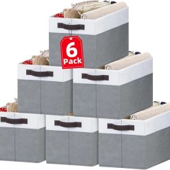 Discount 4 Pack Large Closet Storage Baskets Bins for Shelves, Fabric Closet Organizers and Storage with Handles Home