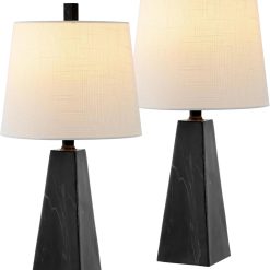 Alternative view of Discount JONATHAN Y 20.5 White Marble Finish Modern Resin Table Lamp for Bedroom Living Room, Bulb Included