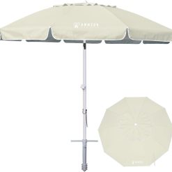 Discount AMMSUN 8 Feet Large Beach Umbrella with Sand Anchor Heavy Duty High Wind Portable Outdoor Umbrellas UV 50+ Protection
