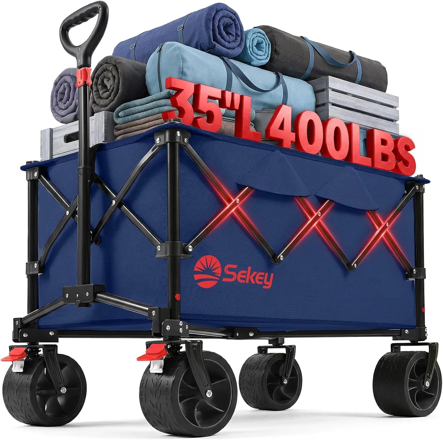 Lumi Discount 250L Wagons Carts Foldable with Big All-Terrian Beach Wheels, Collapsible Heavy Duty Wagon, Extra Large Folding Wagon - Image 7