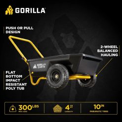 Alternative view of Lumi Discount Carts GCR-4 Poly Dump Cart, 2-Wheel Garden Wagon with Foldable Handle, 4 cu ft, 300 lb. Capacity
