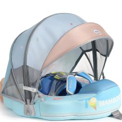 Lumi Discount Mambobaby Float Self-Inflating Baby Pool Floats Hammock with Canopy, Compressible Folding Baby Floating Bed