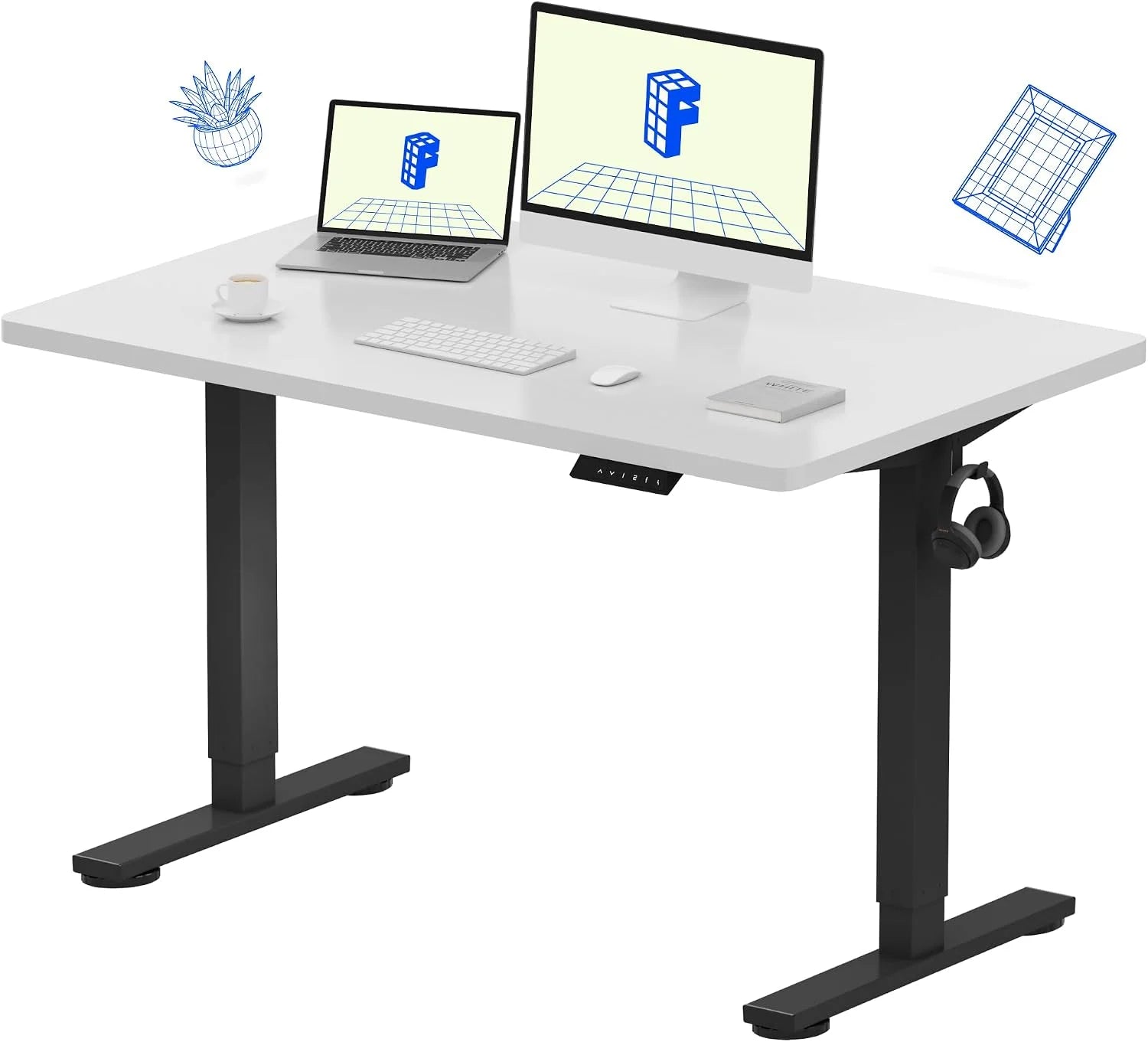 Lumi Discount FLEXISPOT EN1 One-Piece Standing Desk, Electric Adjustable with 4 Memory Presets, 176 LBS Capacity, 48x24 Black - Image 40