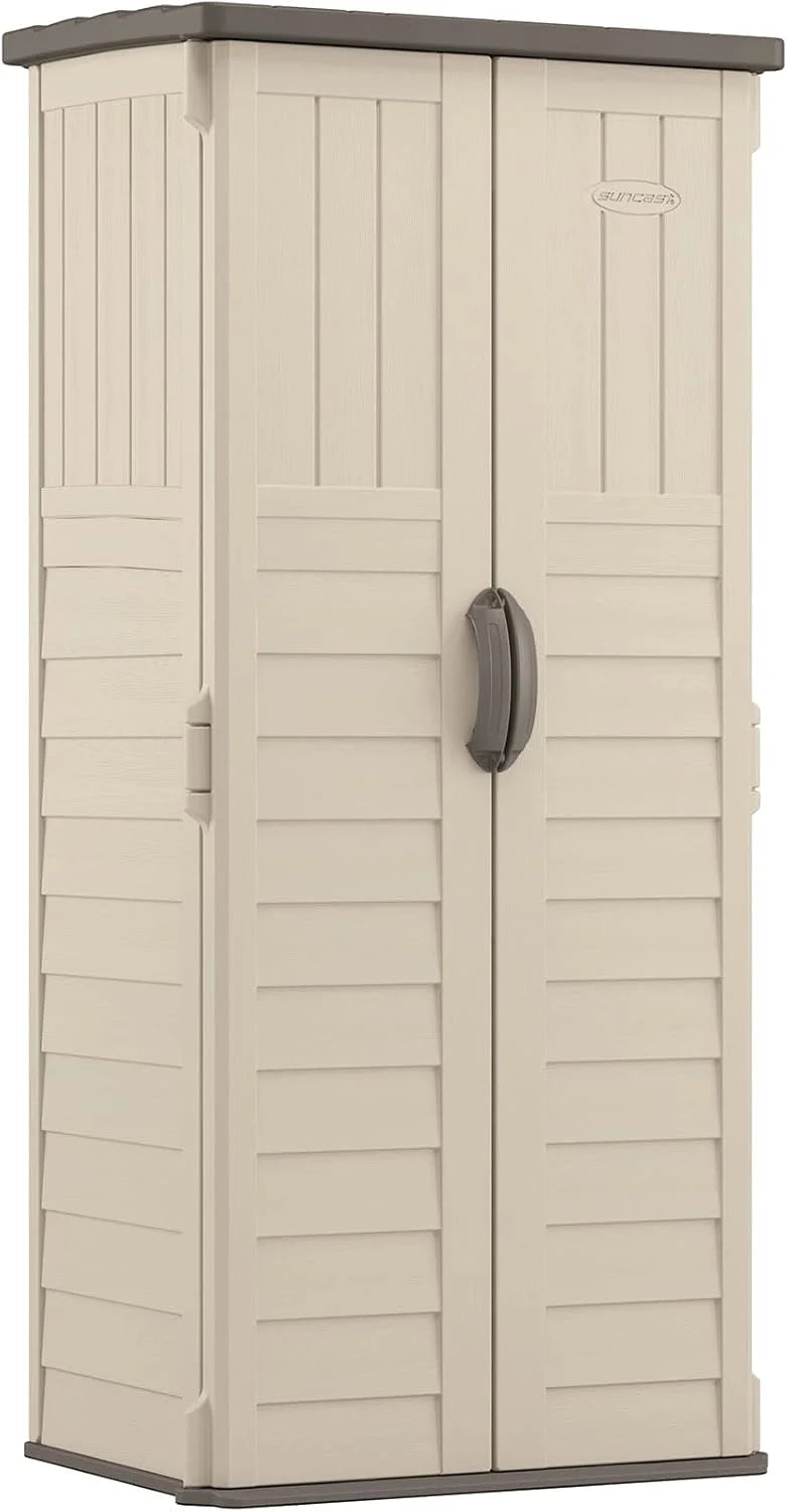 Lumi Discount Vertical Outdoor Storage Shed with All-Weather Construction, Vanilla - Image 2