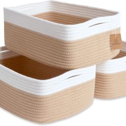 Discount Woven Rope Baskets for Organizing, 3 Pack, 15.5 x 11 x 5.5 Storage Bins, Storage baskets and organizer bins