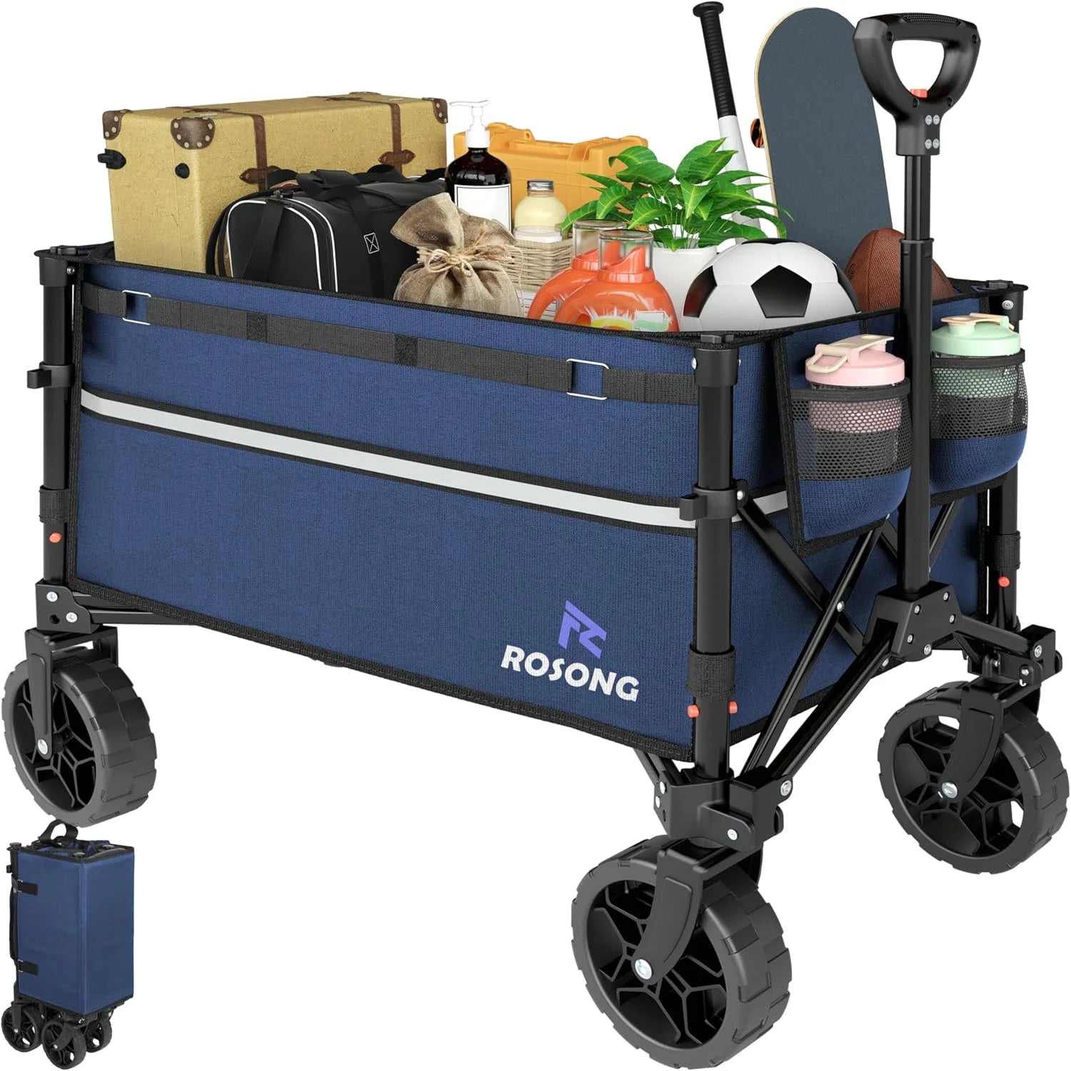 Lumi Discount Collapsible Wagon Cart with Wheels Foldable – Folding Utility Heavy Duty Wagons Carts for Grocery Sports Garden Shopping Camping - Image 8