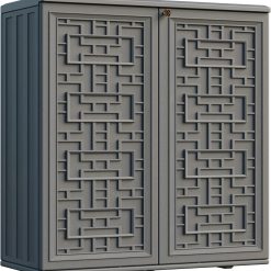 Lumi Discount Outdoor Storage Cabinet Waterproof with Shelf, Resin Storage Sheds Outdoor Cabinets for tub Towels/Chemicals/Grill