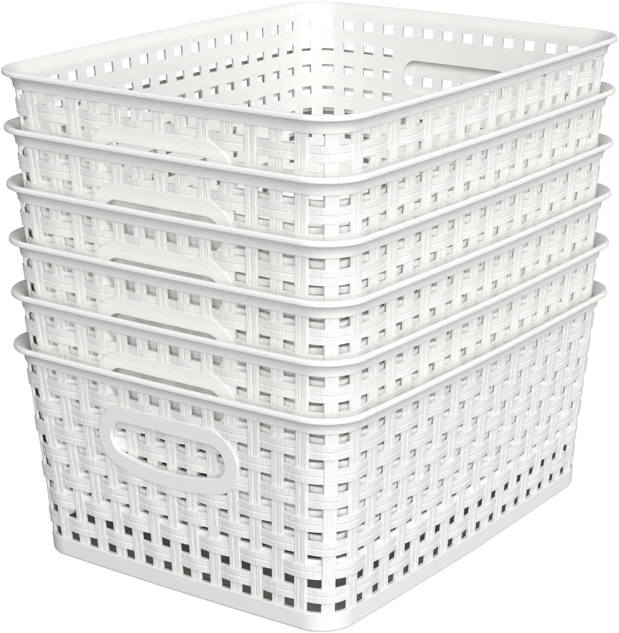 Discount Organizer Baskets, Grey 6-Pack Plastic Woven Baskets, 10.1 x 7.55 x 4.1 - Image 6