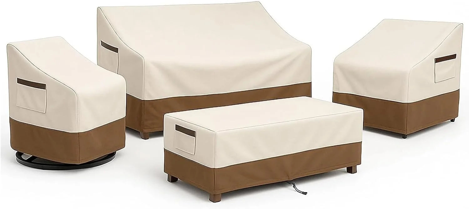 Discount Waterproof Patio Ottoman Cover, Square Outdoor Side Table Furniture Cover with Padded Handles - Image 2