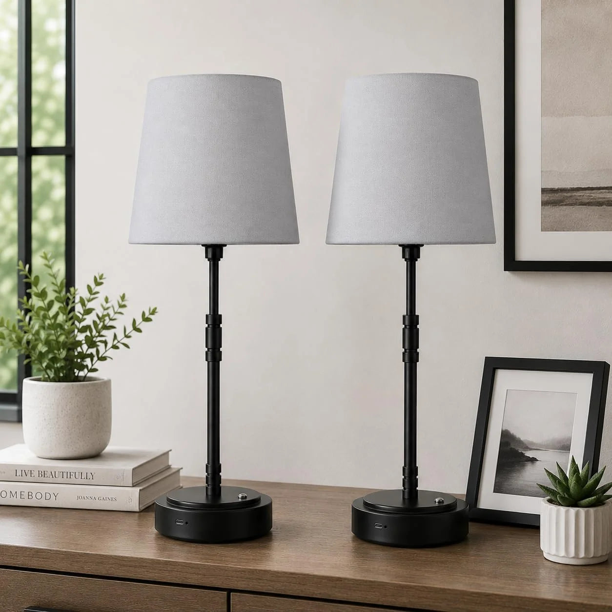 Discount Cordless Table Lamps Set of 2 ¨C Battery Operated Lamp with 7500mAh Rechargeable Battery, Dimmable, Bulb Included - Image 8