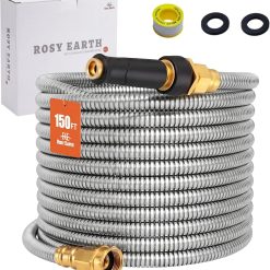 Discount Rosy Earth Stainless Steel Garden Hose 100 FT, Heavy Duty Expandable Water Hose