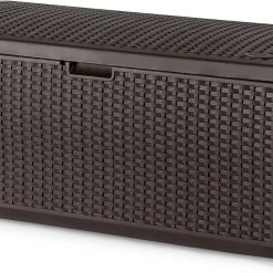 Alternative view of Discount Suncast Outdoor Storage Box " 73 Gallon Mocha Brown Deck Box for Patio, weather-resistant Outdoor Storage Bench