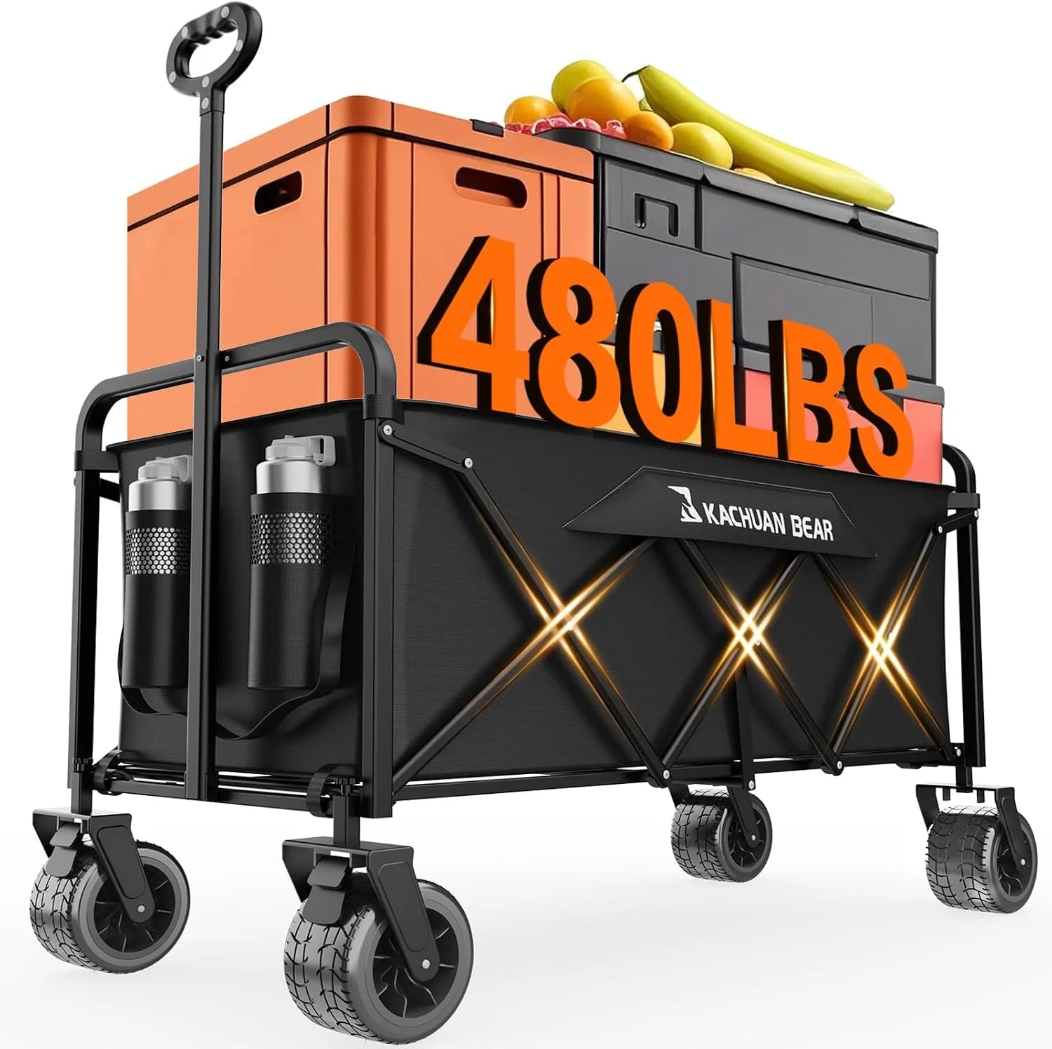 Lumi Discount 300L Wagons Carts Foldable Collapsible with Big All-Terrain Beach Wheels