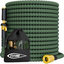 Lumi Discount Flexible Garden Hose 100FT, Ultra Lightweight, Heavy Duty Water Hose with Brass Fittings & Jet Nozzle