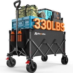 Discount Blomoba Folding Wagon Cart with Wheels, 220lbs Utility Wagon Cart, Black