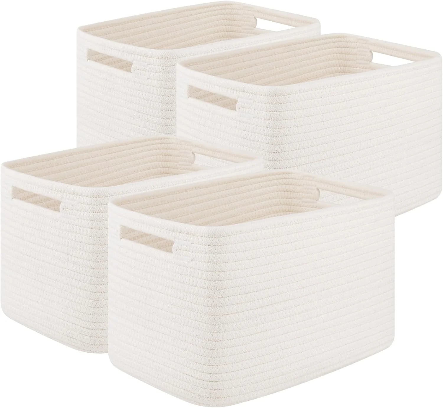 Discount 4Packs Natural Cotton Rope Storage Baskets for Organizing Toys, Clothes, Towels & Books, Soft Versatile Organizers - Image 6