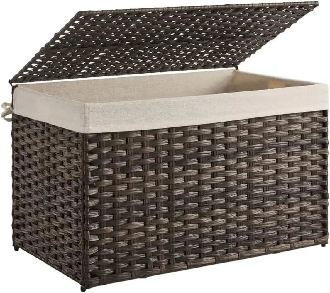 Discount Storage Basket with Lid, 9.2 Gallon (35L), Foldable, Blanket Storage Bin with Handles - Image 6