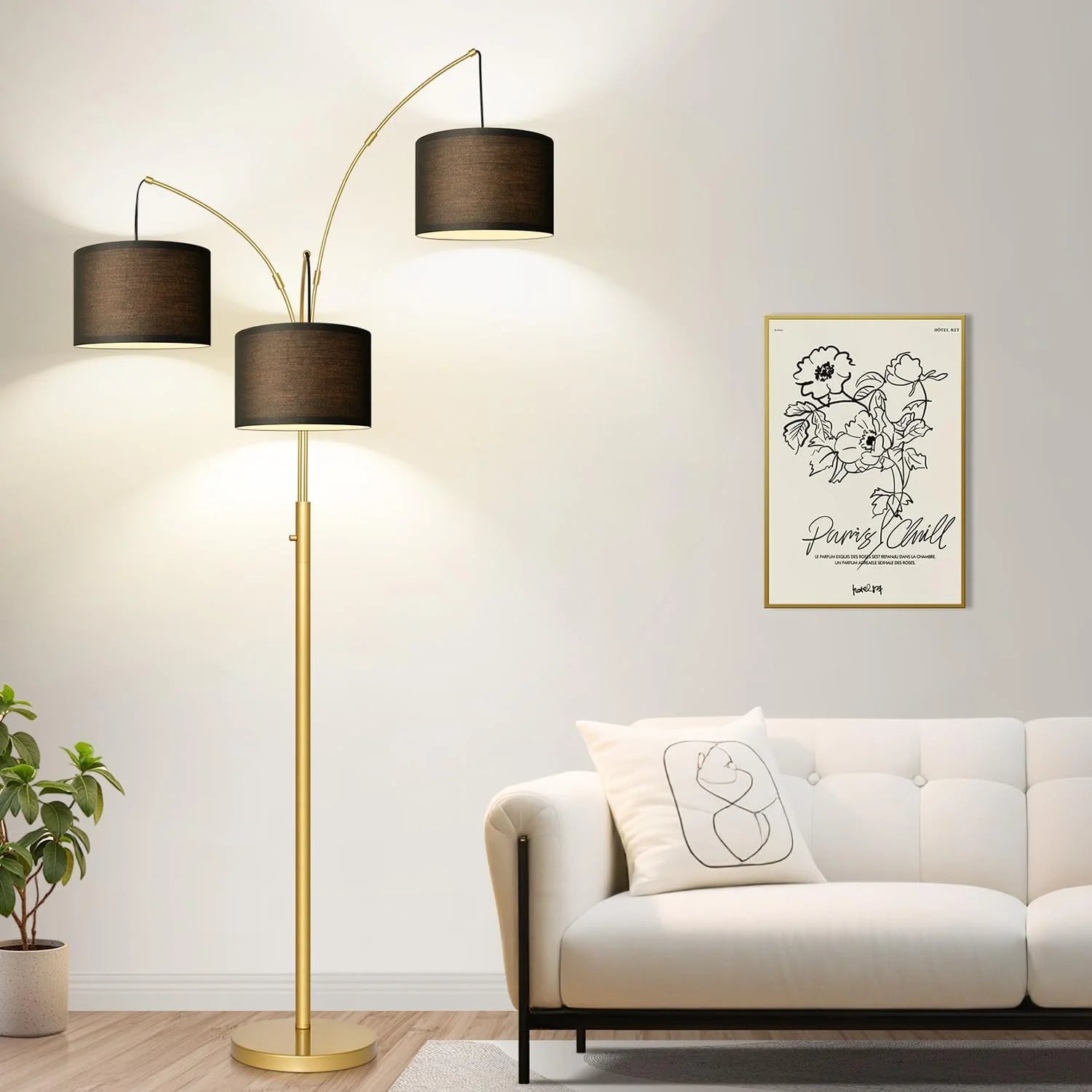 Discount Nintiue 80-in 3-Light Dimmable Arc Floor Lamp, 3000LM - Image 2