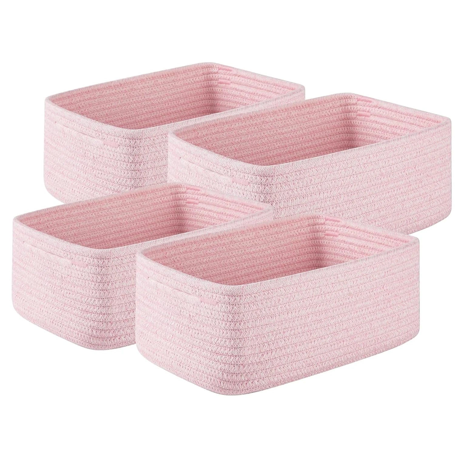 Lumi Discount Small Storage Shelf Organizing Baskets, Mini Woven Rope Storage Bins for Towels, Cute Decorative Closet - Image 3