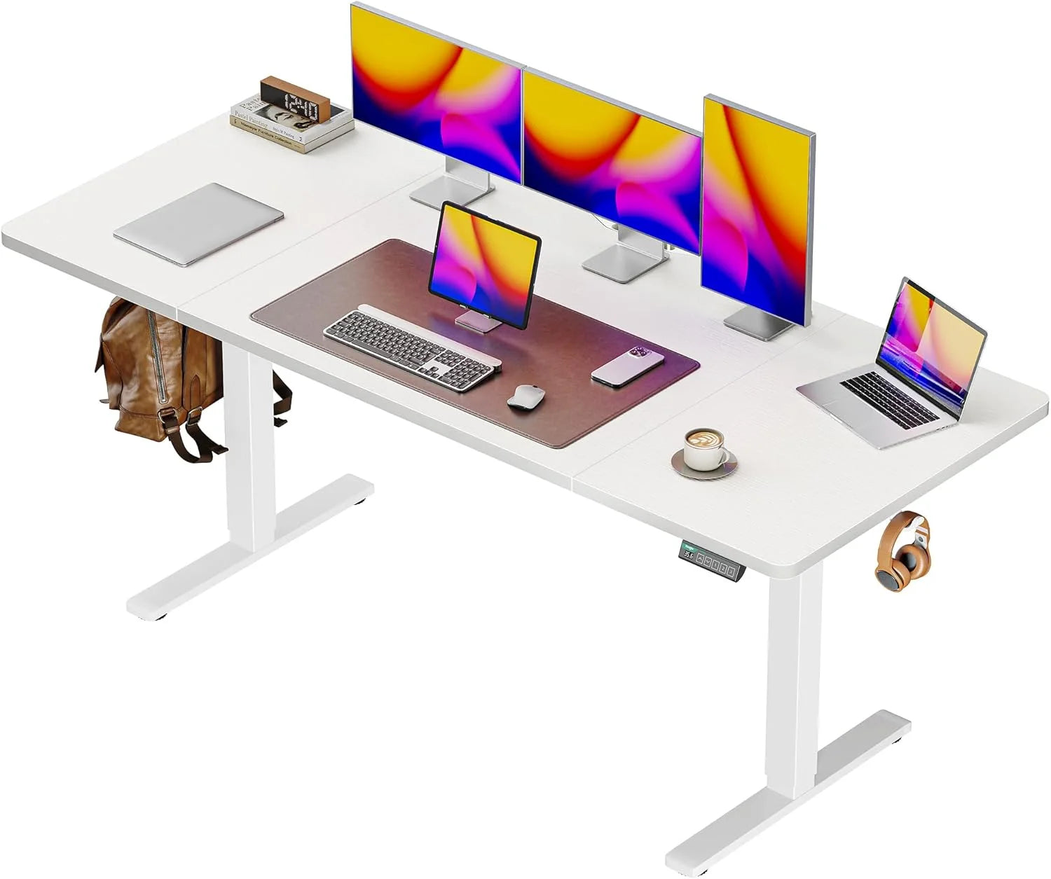 Discount 55 x 28 Large Electric Standing Desk, Height Adjustable Computer Desk, 27.6 Deep Desktop - Image 12