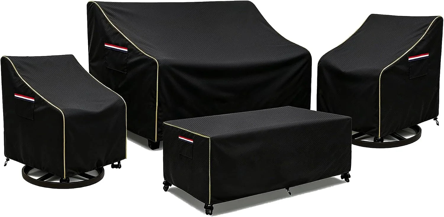 Discount Wavecover 4-Piece Patio Furniture Cover Set, 600D Heavy Duty Outdoor Furniture Covers Waterproof " Fits 3-Seater Sofa - Image 4