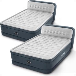Alternative view of Lumi Discount INTEX Queen Size Air Mattress, 18in Height Airbed with Headboard, Built-in Pump
