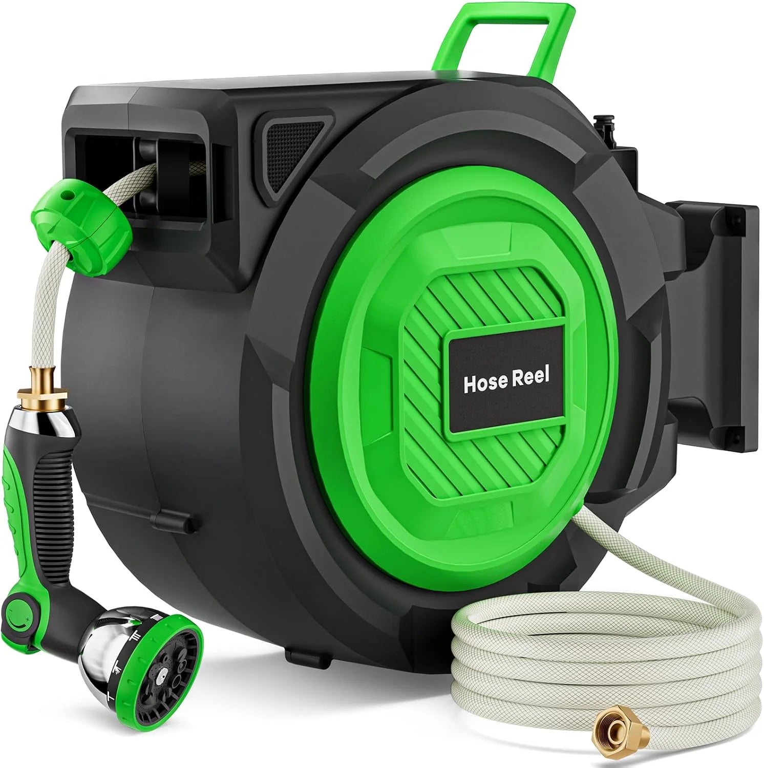 Lumi Discount Garden Hose Reel, 1/2 in x 100 ft Automatic Slow Rewind System & Any Length Lock, Heavy Duty Wall-Mounted - Image 3