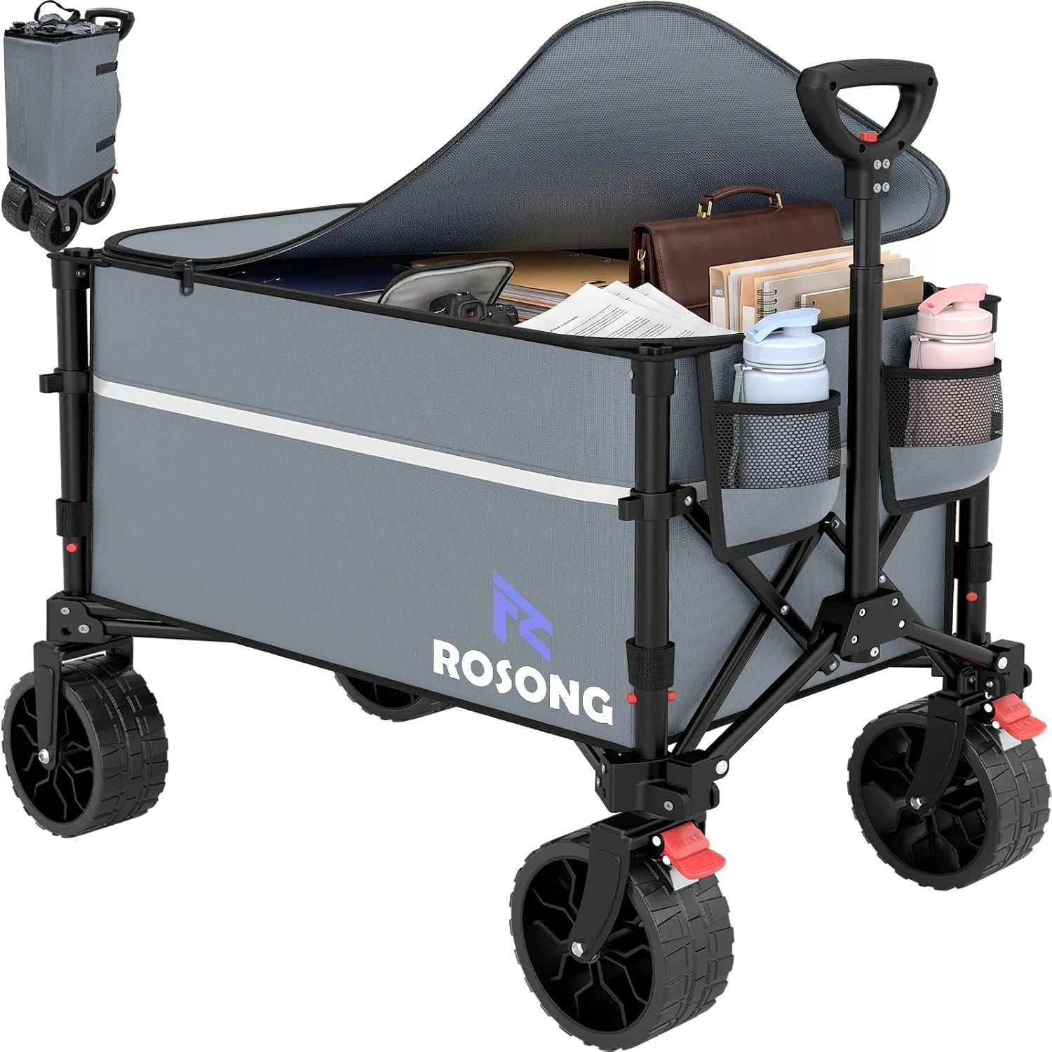 Lumi Discount Collapsible Wagon Cart with Wheels Foldable – Folding Utility Heavy Duty Wagons Carts for Grocery Sports Garden Shopping Camping - Image 11