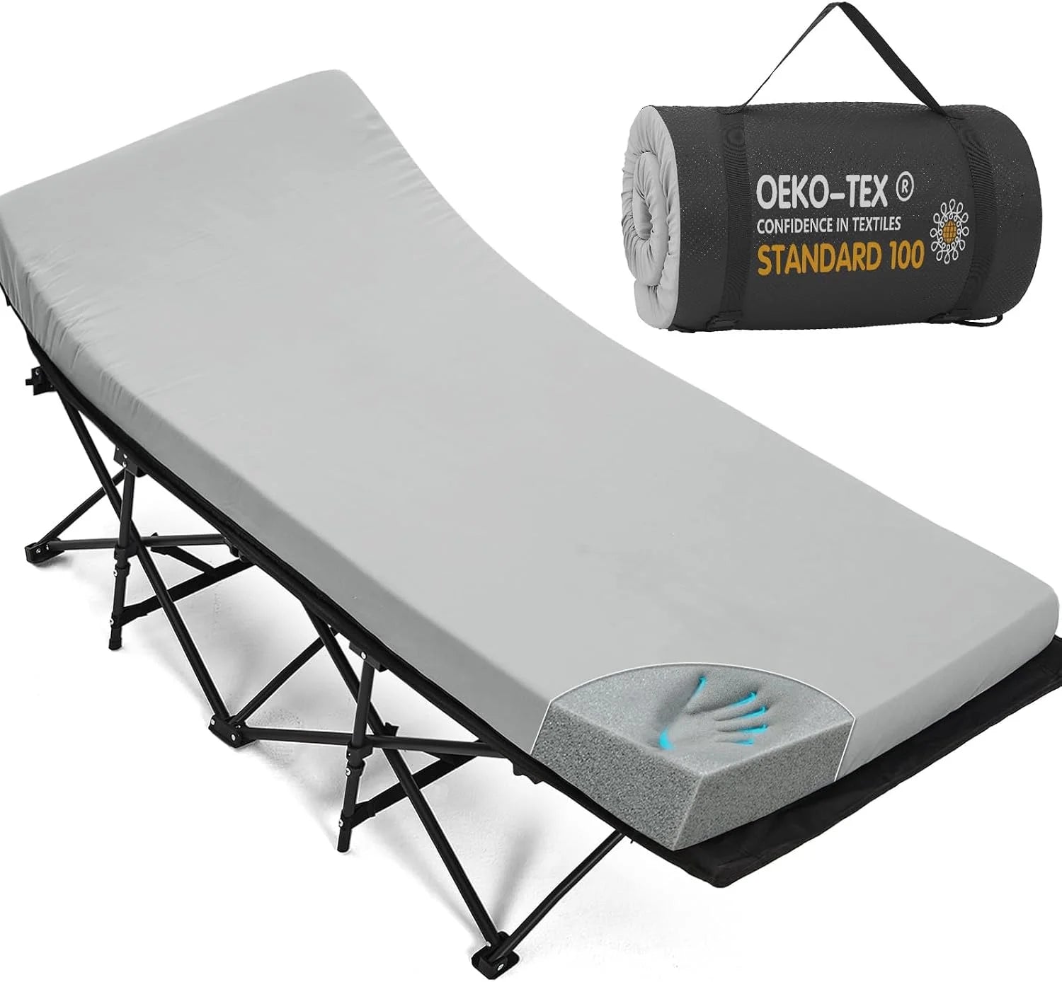 Discount CYMULA Camping Cot Pad 2 Inch Memory Foam, Camping Pad for Folding Cot and Foldable Cot, Portable Roll Up Camp Gear - Image 13