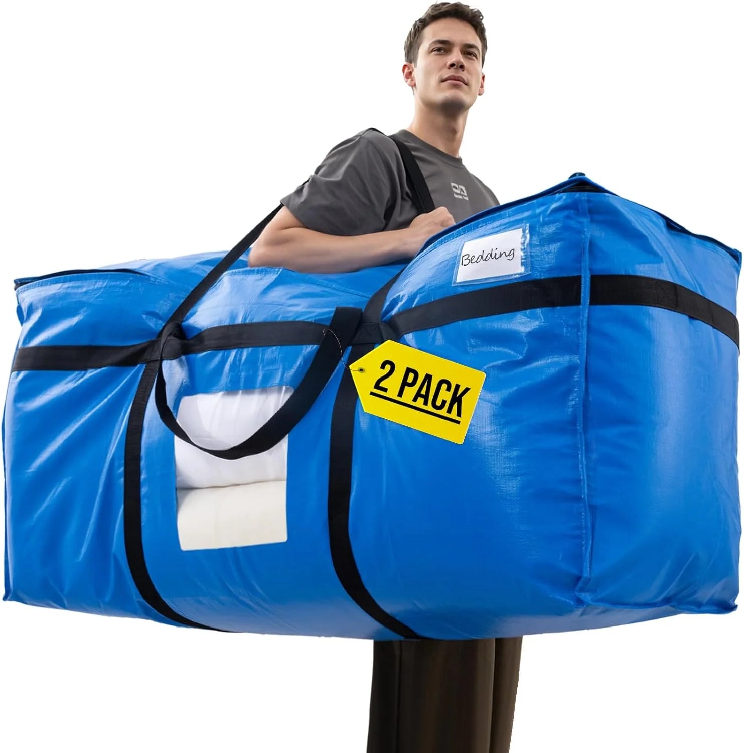 Discount TAILI 2 Pack 69 Gallon Extra Large Storage Bags with Visible Window,Blue - Image 9